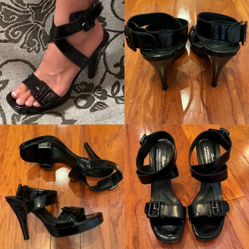 Donald Pliner Cooke Black Patent Leather Heels Women’s Size 8.5